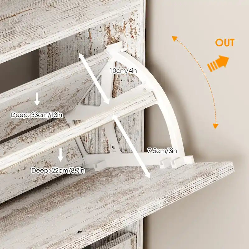 White 2-Flip-Drawer Shoe Storage Cabinet, Farmhouse Style, for 1–2 People