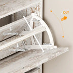 White 2-Flip-Drawer Shoe Storage Cabinet, Farmhouse Style, for 1–2 People