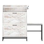 White 2-Flip-Drawer Shoe Storage Cabinet, Farmhouse Style, for 1–2 People