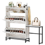 White 2-Flip-Drawer Shoe Storage Cabinet, Farmhouse Style, for 1–2 People