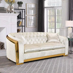 Chesterfield Tufted Velvet Sofa, 3-Seater – Beige / Grey / Black / Blue