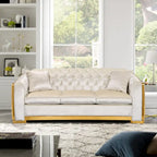 Chesterfield Tufted Velvet Sofa, 3-Seater – Beige / Grey / Black / Blue