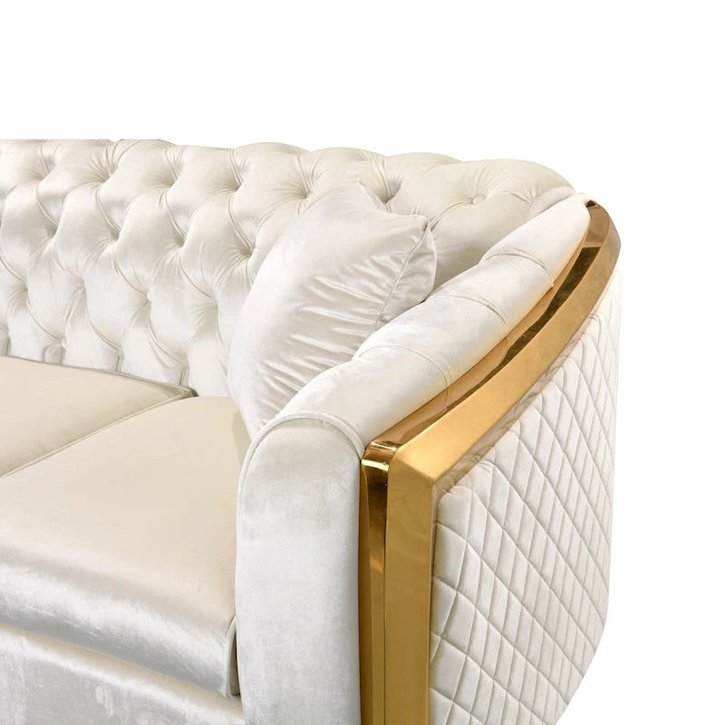 Chesterfield Tufted Velvet Sofa, 3-Seater – Beige / Grey / Black / Blue