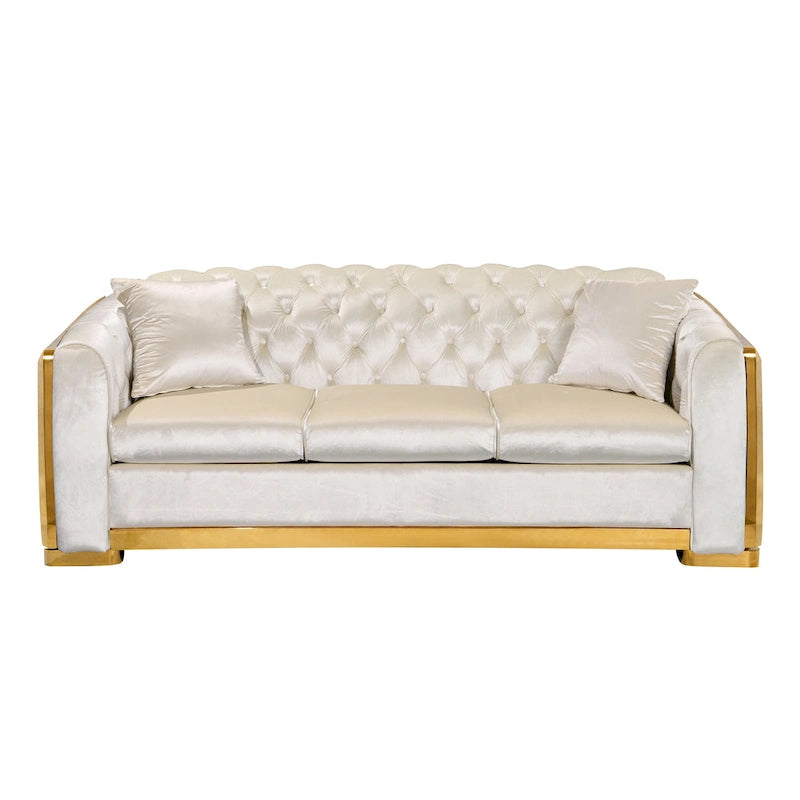 Chesterfield Tufted Velvet Sofa, 3-Seater – Beige / Grey / Black / Blue