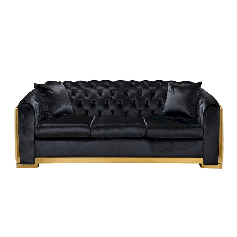 Chesterfield Tufted Velvet Sofa, 3-Seater – Beige / Grey / Black / Blue