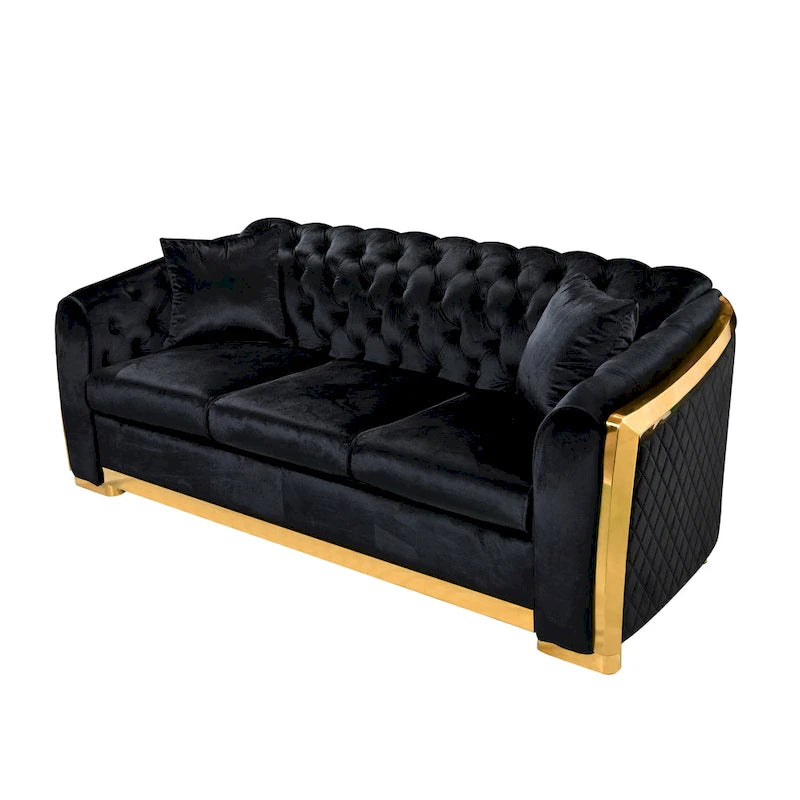 Chesterfield Tufted Velvet Sofa, 3-Seater – Beige / Grey / Black / Blue