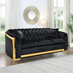 Chesterfield Tufted Velvet Sofa, 3-Seater – Beige / Grey / Black / Blue