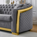 Chesterfield Tufted Velvet Sofa, 3-Seater – Beige / Grey / Black / Blue
