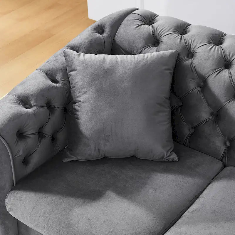 Chesterfield Tufted Velvet Sofa, 3-Seater – Beige / Grey / Black / Blue