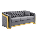 Chesterfield Tufted Velvet Sofa, 3-Seater – Beige / Grey / Black / Blue