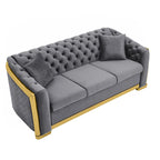 Chesterfield Tufted Velvet Sofa, 3-Seater – Beige / Grey / Black / Blue