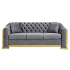 Chesterfield Tufted Velvet Sofa, 3-Seater – Beige / Grey / Black / Blue