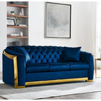 Chesterfield Tufted Velvet Sofa, 3-Seater – Beige / Grey / Black / Blue