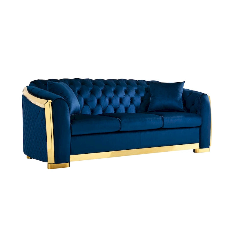 Chesterfield Tufted Velvet Sofa, 3-Seater – Beige / Grey / Black / Blue