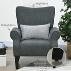 Dark Gray Rolled Arm Accent Chair, Single Seat