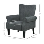Dark Gray Rolled Arm Accent Chair, Single Seat