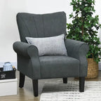 Dark Gray Rolled Arm Accent Chair, Single Seat
