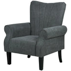Dark Gray Rolled Arm Accent Chair, Single Seat