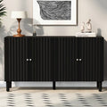 Black / White Four-Door Sideboard with Wavy Doors & Cylindrical Legs, for 1 User