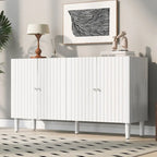 Black / White Four-Door Sideboard with Wavy Doors & Cylindrical Legs, for 1 User