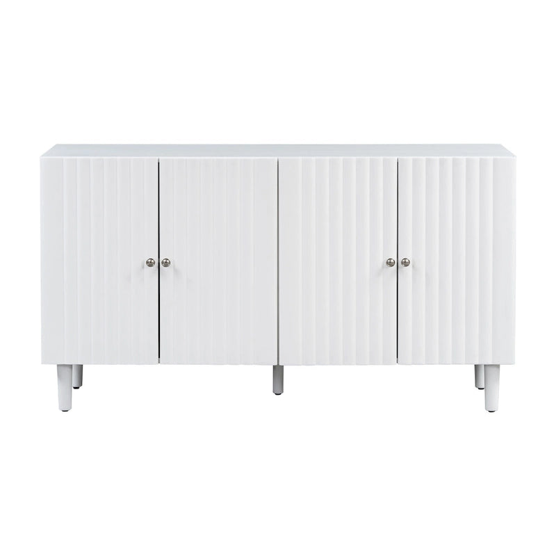 Black / White Four-Door Sideboard with Wavy Doors & Cylindrical Legs, for 1 User
