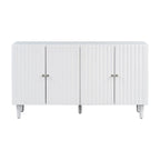 Black / White Four-Door Sideboard with Wavy Doors & Cylindrical Legs, for 1 User