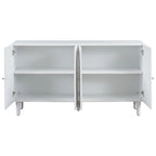 Black / White Four-Door Sideboard with Wavy Doors & Cylindrical Legs, for 1 User