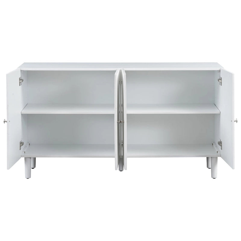 Black / White Four-Door Sideboard with Wavy Doors & Cylindrical Legs, for 1 User