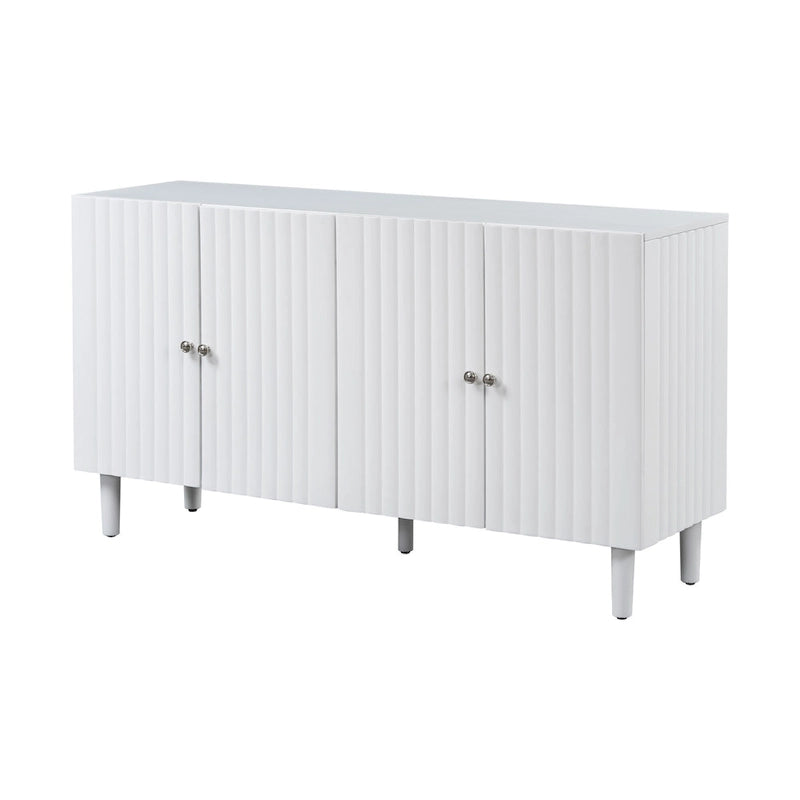 Black / White Four-Door Sideboard with Wavy Doors & Cylindrical Legs, for 1 User