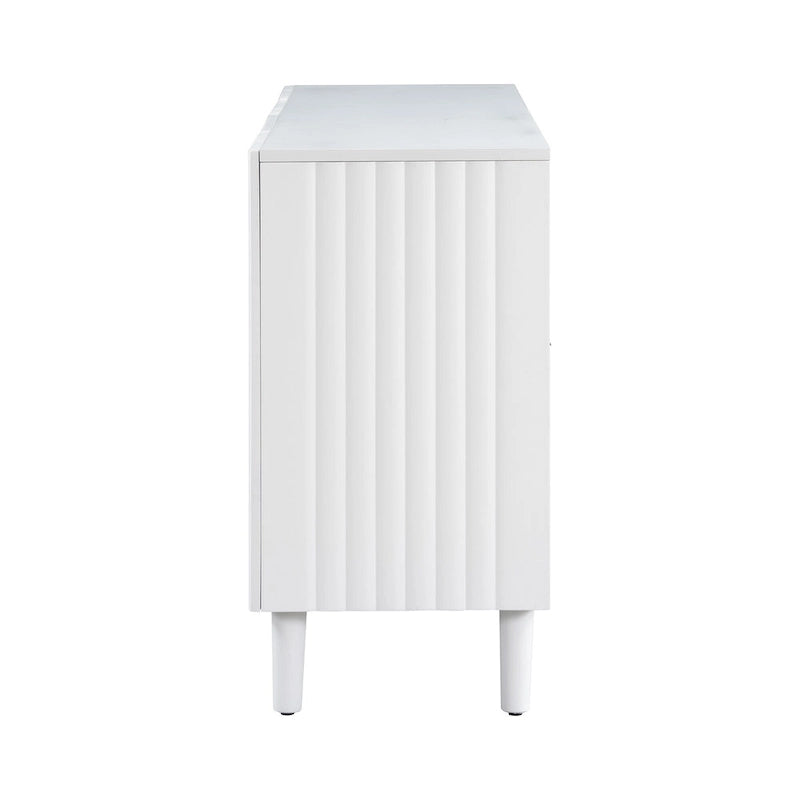 Black / White Four-Door Sideboard with Wavy Doors & Cylindrical Legs, for 1 User