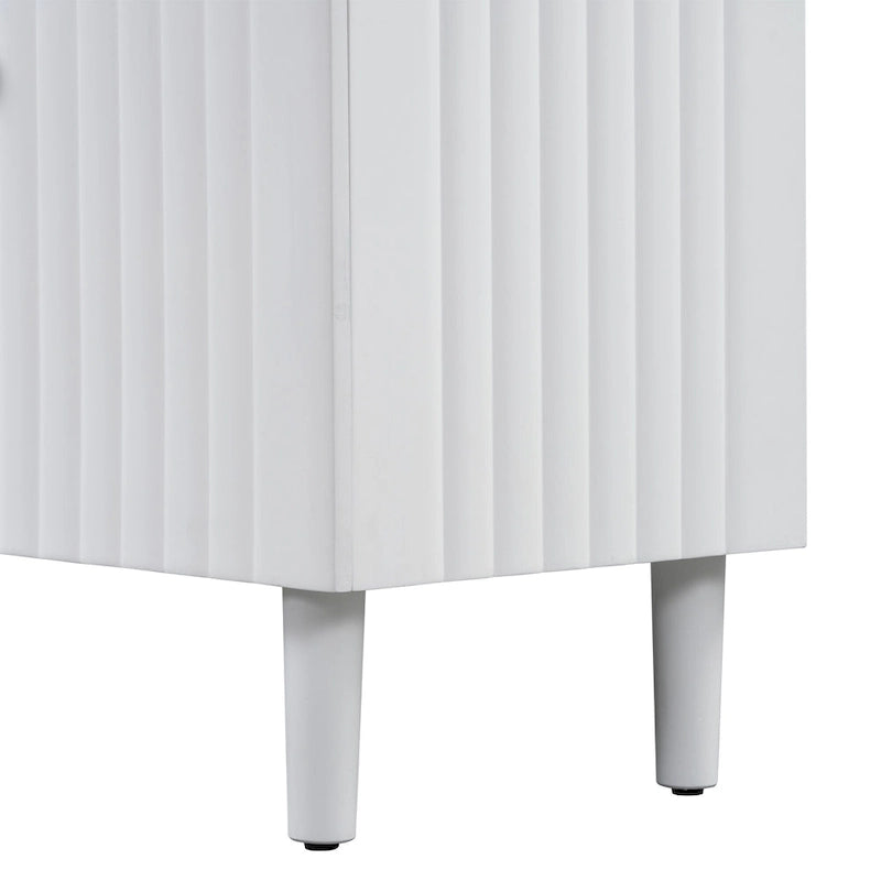 Black / White Four-Door Sideboard with Wavy Doors & Cylindrical Legs, for 1 User
