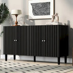 Black / White Four-Door Sideboard with Wavy Doors & Cylindrical Legs, for 1 User