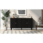 Black / White Four-Door Sideboard with Wavy Doors & Cylindrical Legs, for 1 User