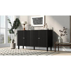 Black / White Four-Door Sideboard with Wavy Doors & Cylindrical Legs, for 1 User