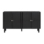 Black / White Four-Door Sideboard with Wavy Doors & Cylindrical Legs, for 1 User