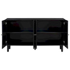 Black / White Four-Door Sideboard with Wavy Doors & Cylindrical Legs, for 1 User