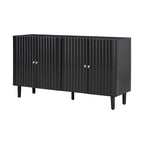 Black / White Four-Door Sideboard with Wavy Doors & Cylindrical Legs, for 1 User