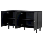 Black / White Four-Door Sideboard with Wavy Doors & Cylindrical Legs, for 1 User