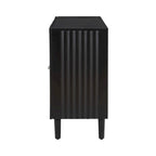 Black / White Four-Door Sideboard with Wavy Doors & Cylindrical Legs, for 1 User