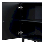 Black / White Four-Door Sideboard with Wavy Doors & Cylindrical Legs, for 1 User