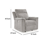 Ash Gray Micro Chenille Power Recliner Rocker, Seats 1