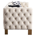 Cream / Blue Velvet Chesterfield Sofa, Button Tufted, 3-Seater, 700 lb Capacity