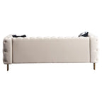 Cream / Blue Velvet Chesterfield Sofa, Button Tufted, 3-Seater, 700 lb Capacity