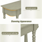 Gray Turned-Leg Console Table with Drawer and Open Shelf