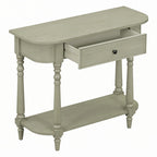 Gray Turned-Leg Console Table with Drawer and Open Shelf