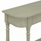 Gray Turned-Leg Console Table with Drawer and Open Shelf