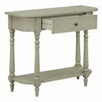 Gray Turned-Leg Console Table with Drawer and Open Shelf