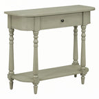 Gray Turned-Leg Console Table with Drawer and Open Shelf
