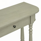 Gray Turned-Leg Console Table with Drawer and Open Shelf