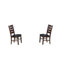 Ladder Back Dining Side Chairs, Faux Leather, Set of 2 – Espresso / Black & Brown / Black & Dark Brown